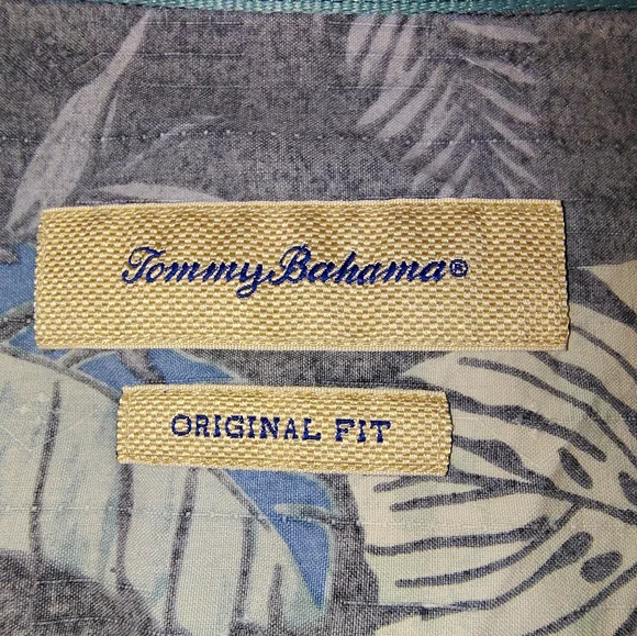Tommy Bahama Shirt+Cap, Men SILK Short Sleeve Tropical Bttn Down,Collar, Pckt, L - Picture 7 of 16